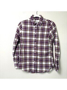 The Shirt Rochelle Behrens Button Front Top Size XS Multicolor Plaid Long Sleeve